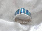 Prachtige Aparte Handgemaakte Zilveren Ring met Opalen, Verzenden, Zilver, Ring, Met edelsteen