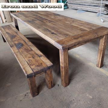 Oud eiken wagonplanken/ wagondelen eettafel - tafel op maat beschikbaar voor biedingen