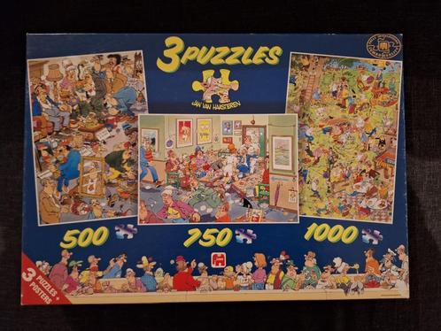 Jan van Haasteren 80197 3in1 Flea Market, Tandarts, Golf, Hobby en Vrije tijd, Denksport en Puzzels, Zo goed als nieuw, Legpuzzel