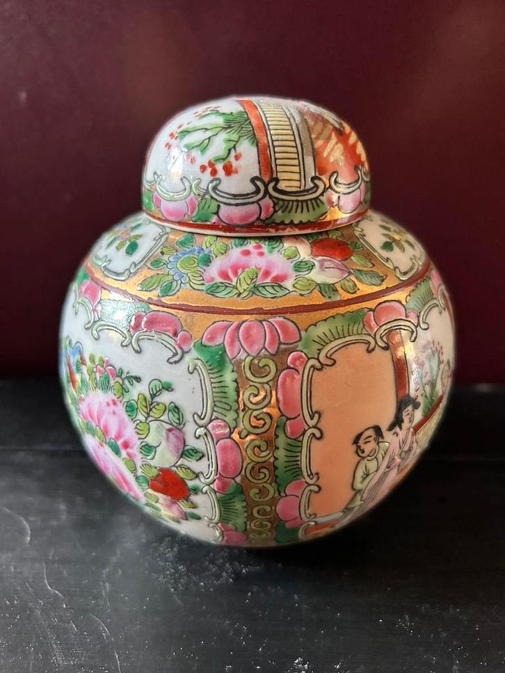Antiek chinees gember potje met famille rose stijl, Antiek en Kunst, Antiek | Porselein, Ophalen of Verzenden