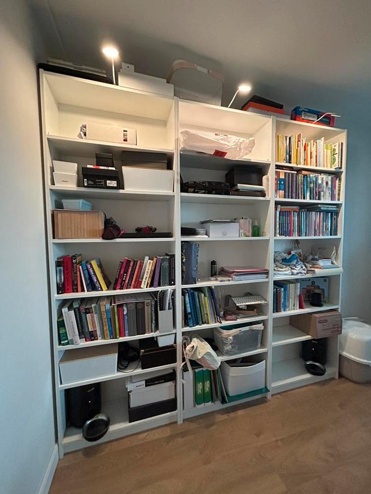 2x Billy boekenkast met verhogingsdeel, wit, Huis en Inrichting, Kasten | Stellingkasten, Zo goed als nieuw, Ophalen