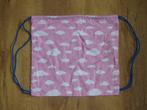 Nieuw handgemaakt kinder rugzakje gymtasje roze met wolkjes, Overige merken, 25 tot 40 cm, Nieuw, Ophalen of Verzenden