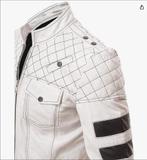 Wit stevige lederen Biker Jack - maat L, Ophalen of Verzenden, Nieuw, Maat 52/54 (L), Bruin