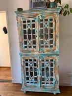 Blauwe houtsen servieskast van Piet Klerkx, Ophalen, Zo goed als nieuw, 25 tot 50 cm, 200 cm of meer