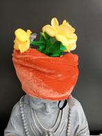 Oranje bloemenpot hoed / muts, Ophalen, Zo goed als nieuw, Carnaval, Accessoires