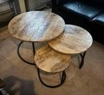 Set Salon Tafels Mango Hout, Huis en Inrichting, Ophalen of Verzenden, Zo goed als nieuw, Rond
