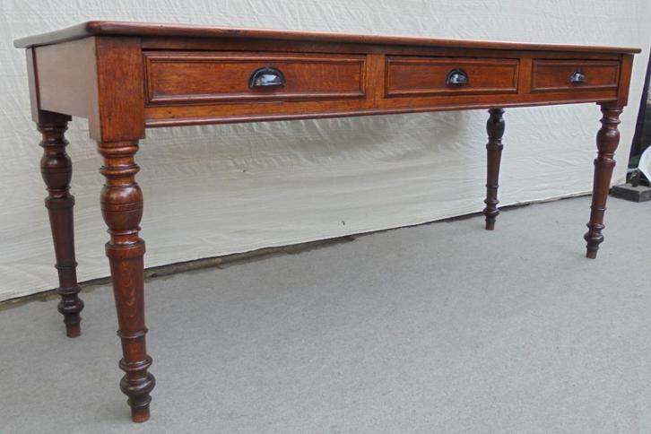 Lange eiken antiek side table tafel laden, Antiek en Kunst, Antiek | Woonaccessoires, Ophalen of Verzenden