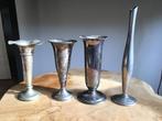 4 verzilverde vaasjes,vintage vaasje,brocante verzilverd, Antiek en Kunst, Curiosa en Brocante, Ophalen