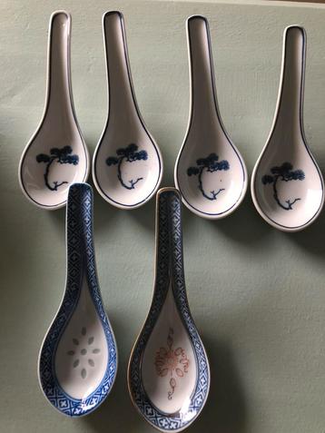 6 Vintage porseleinen Chinese soeplepels.🍵 beschikbaar voor biedingen