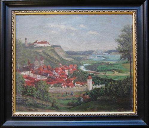 == panoramisch berglandschap == 19 e eeuws ==, Antiek en Kunst, Kunst | Schilderijen | Klassiek, Ophalen of Verzenden