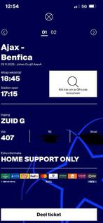 2 tickets Ajax vs Benfica PLUS P1 parkeerticket, Tickets en Kaartjes, Evenementen en Festivals, Twee personen