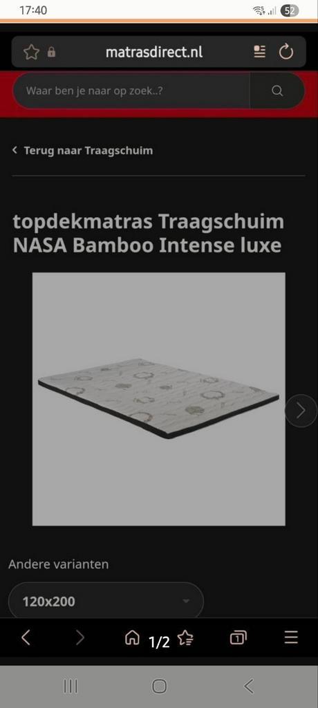 1 of 2 bamboo toppers 120x200x7 cm, Huis en Inrichting, Slaapkamer | Matrassen en Bedbodems, Zo goed als nieuw, Twijfelaar, Ophalen