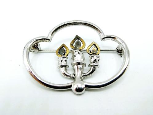 Zilveren broche met kaarsen, T. Klots, Pforzheim, Duitsland, Sieraden, Tassen en Uiterlijk, Broches, Gebruikt, Zilver, Zilver