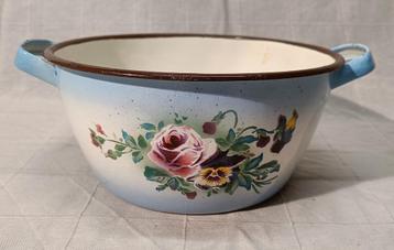 Emaille teiltje met bloemendecor beschikbaar voor biedingen