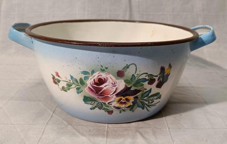 Emaille teiltje met bloemendecor, Antiek en Kunst, Antiek | Emaille, Ophalen of Verzenden