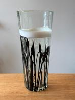 vintage vaas zwart wit jaren 80, Huis en Inrichting, Woonaccessoires | Vazen, Ophalen of Verzenden, Wit, Glas, Minder dan 50 cm