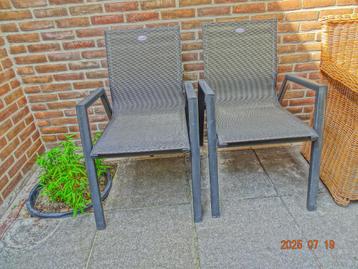 2 HARTMAN TUINSTOELEN- ANTRACIET MET TEXTILEEN beschikbaar voor biedingen