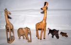 4 mooie handgesneden houten Afrikaanse dierenbeeldjes. Izgs., Verzamelen, Beelden en Beeldjes, Ophalen of Verzenden, Zo goed als nieuw