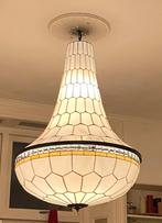 Tiffany wissman jewel hanglamp, Huis en Inrichting, Lampen | Hanglampen, Ophalen, Art deco, Zo goed als nieuw, Glas