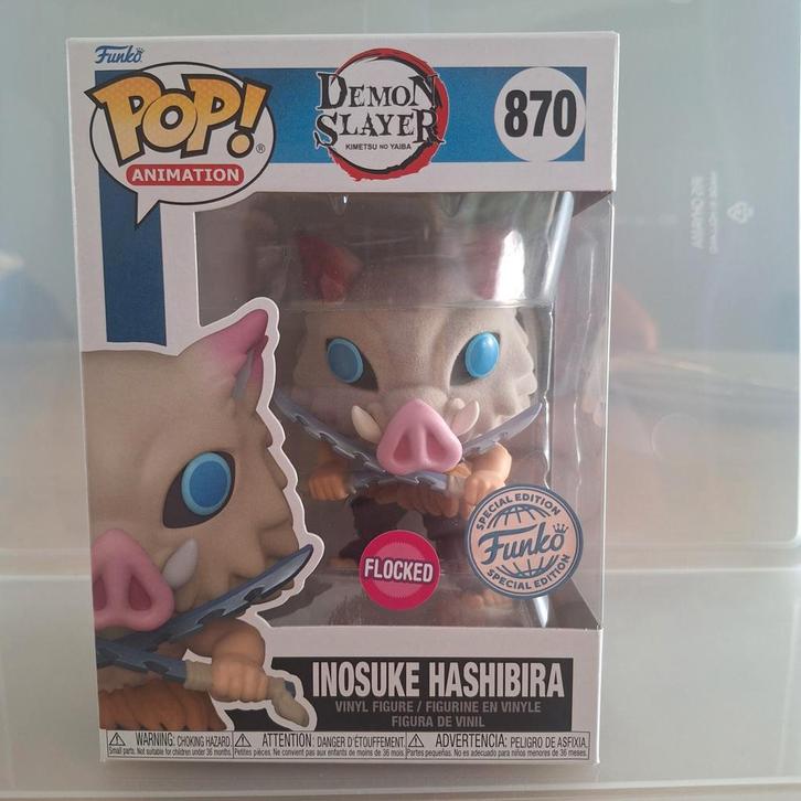Funko Pop! Demon Slayer - Inosuke Hashibira Flocked #870, Verzamelen, Poppetjes en Figuurtjes, Nieuw, Ophalen of Verzenden