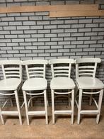 8 witte gebruikte barkrukken, Huis en Inrichting, Barkrukken, Ophalen, Met voetsteun, 60 tot 90 cm, Hout