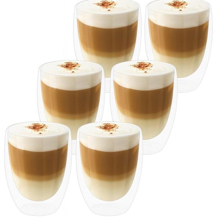 Dubbelwandige koffieglazen 350ml – set van 6 NU Actie €19,90, Verzamelen, Glas en Borrelglaasjes, Overige typen, Ophalen of Verzenden