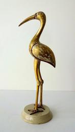 Brons/koper beeld van staande vogel wit gevlekt 2796-b, Antiek en Kunst, Ophalen of Verzenden