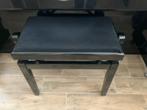 Zwart hoogglans stof piano bankje, Muziek en Instrumenten, Piano's, Ophalen, Zwart, Zo goed als nieuw, Piano