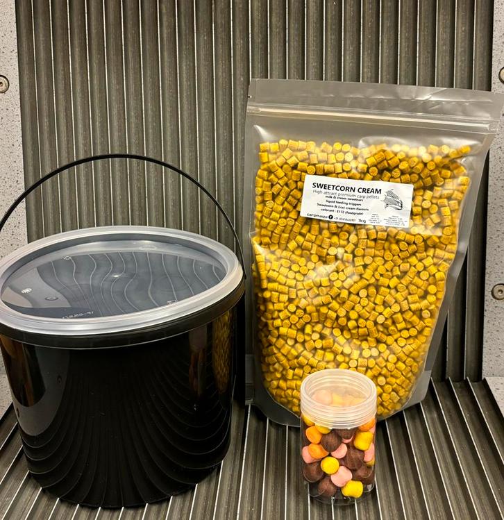 Aanbieding Sweetcorn Cream wafters,pellets + emmertje, Watersport en Boten, Hengelsport | Karpervissen, Nieuw, Overige typen, Ophalen of Verzenden
