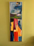 Schilderij met rode, gele en blauwe kleuren, Antiek en Kunst, Ophalen