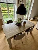 Eettafel met grijze stoelen 160x80 cm, Huis en Inrichting, Tafels | Eettafels, Ophalen, Eikenhout, 50 tot 100 cm, Zo goed als nieuw