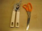 Blikopener Brabantia en keukenschaar oranje, Ophalen of Verzenden, Gebruikt, Rvs of Chroom