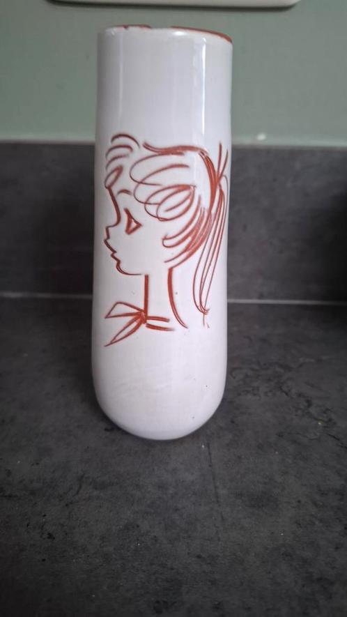 Vintage vaasje van Boonstra met meisjeshoofd 14 cm, Huis en Inrichting, Woonaccessoires | Vazen, Zo goed als nieuw, Overige kleuren