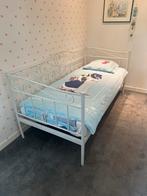 Kinderledikant wit staal met lattenbodem 90x200, Huis en Inrichting, Slaapkamer | Bedden, Ophalen, 90 cm, Eenpersoons, Wit