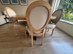 4 x eetkamerstoelen Frans, linnen, beige - VidaXL, Ophalen, Hout, Gebruikt, Overige kleuren