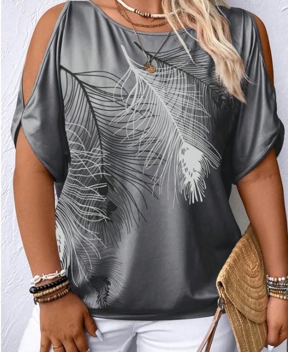 NIEUW! Shein; Mooie cold-shoulder top; maat 1XL (46), Kleding | Dames, Tops, Nieuw, Maat 46/48 (XL) of groter, Grijs, Korte mouw