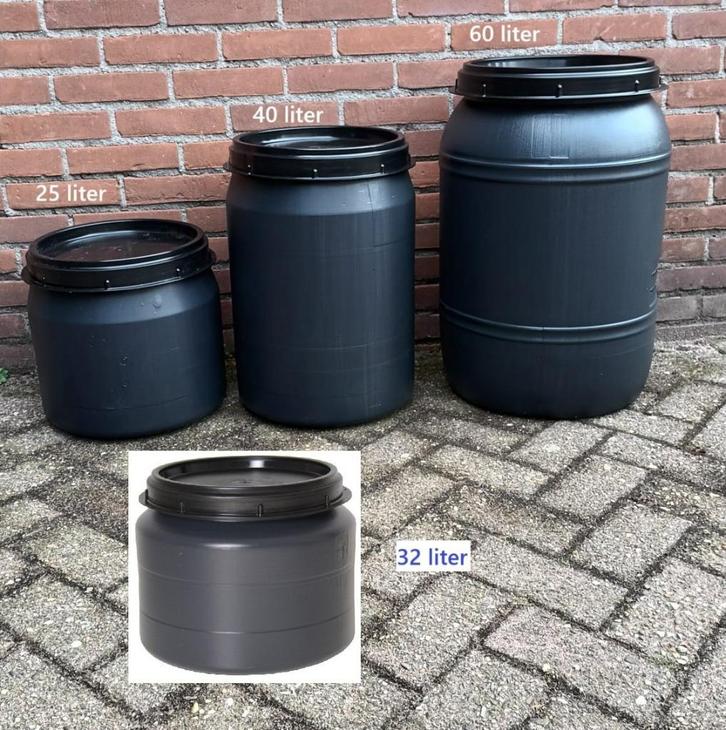 Nieuwe Voertonnen 25 - 32 - 40 - 60 liter met Schroefdeksel, Dieren en Toebehoren, Dierenvoeding, Ophalen
