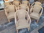 Rotan tuinstoelen  acht stuks, Huis en Inrichting, Ophalen of Verzenden, Zo goed als nieuw, Riet of Rotan