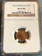 1 cent 1953 MS65RD NGC Toppop, Ophalen of Verzenden, Koningin Juliana, 1 cent, Losse munt
