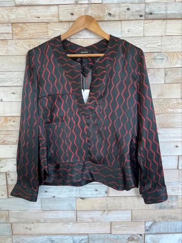 Isabel Marant blouse zijde zwart/rood, maat 36 - NP 475,- beschikbaar voor biedingen