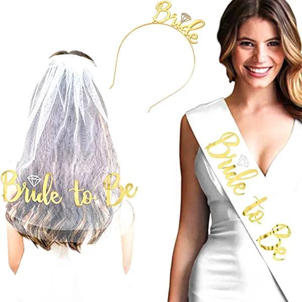Bride to Be set met sluier, diadeem en sjerp, Kleding | Dames, Trouwkleding en Trouwaccessoires, Nieuw, Accessoires, Wit, Ophalen of Verzenden