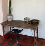 Oude Indiase donkerbruine markttafel, inklapbaar, 146 cm, Ophalen