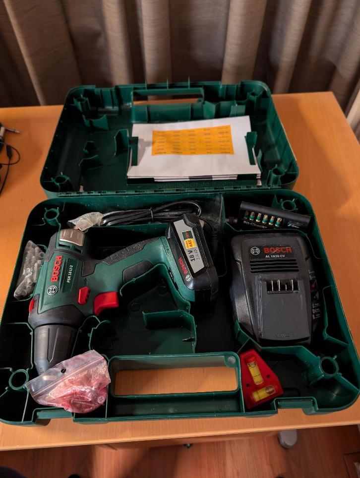 Bosch PSR 18 LI-2 accuboormachine, Doe-het-zelf en Verbouw, Gereedschap | Boormachines, Zo goed als nieuw, Boor- en Schroefmachine