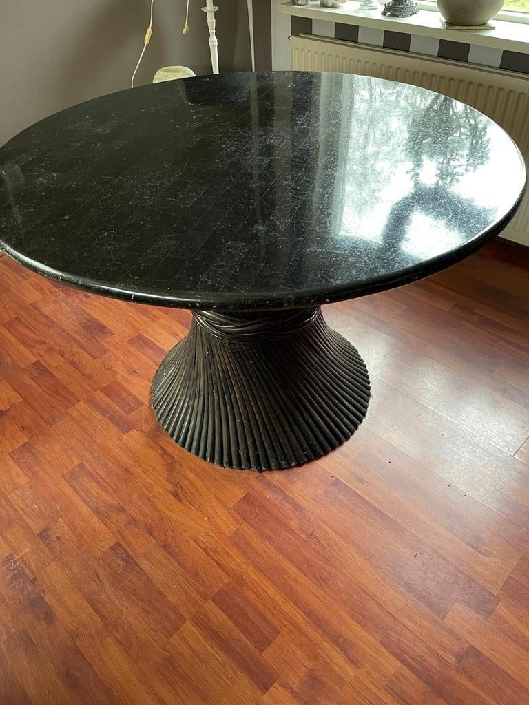 Eethoek, ronde tafel, eettafel rond, marmer look, Huis en Inrichting, Tafels | Eettafels, Ophalen, Gebruikt, Overige materialen