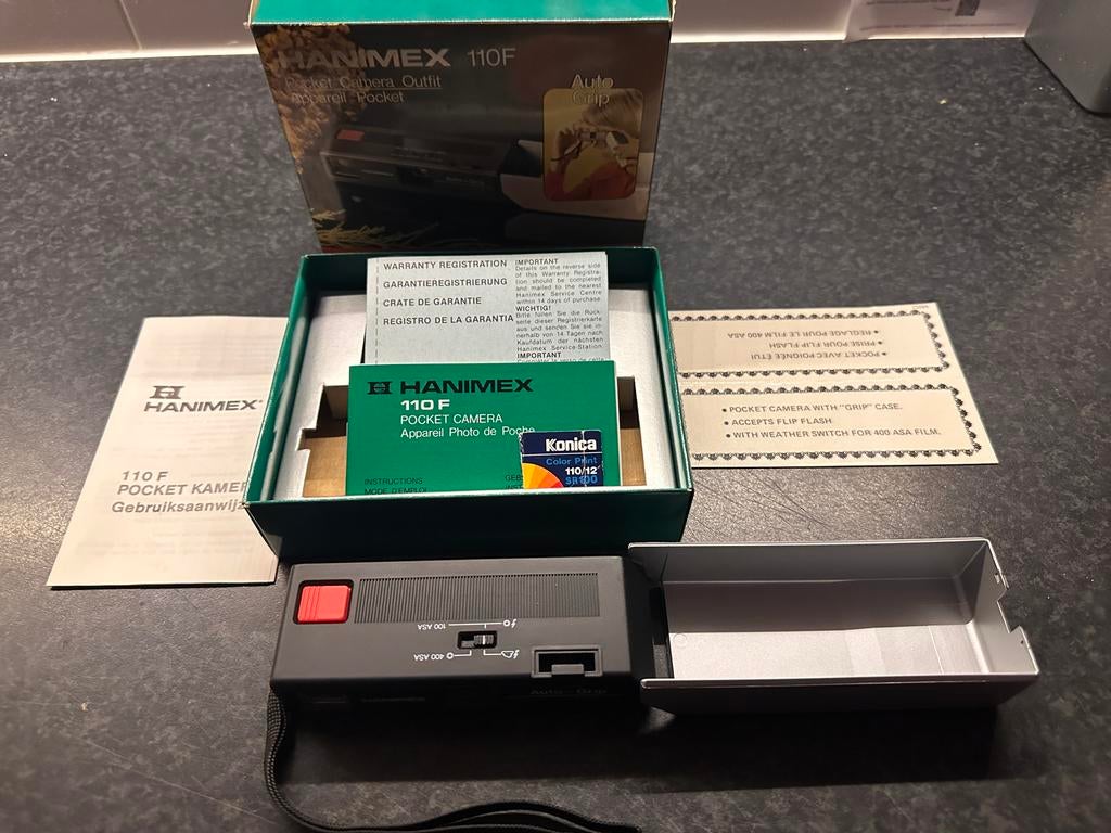 Hanimex 110 F Pocket Camera Outfit vintage, Audio, Tv en Foto, Fotocamera's Analoog, Tt, Gebruikt, Ophalen of Verzenden, Overige Merken