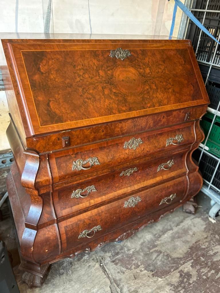 Antiek Biedermeier secretaire met lades - notenhout, Ophalen of Verzenden