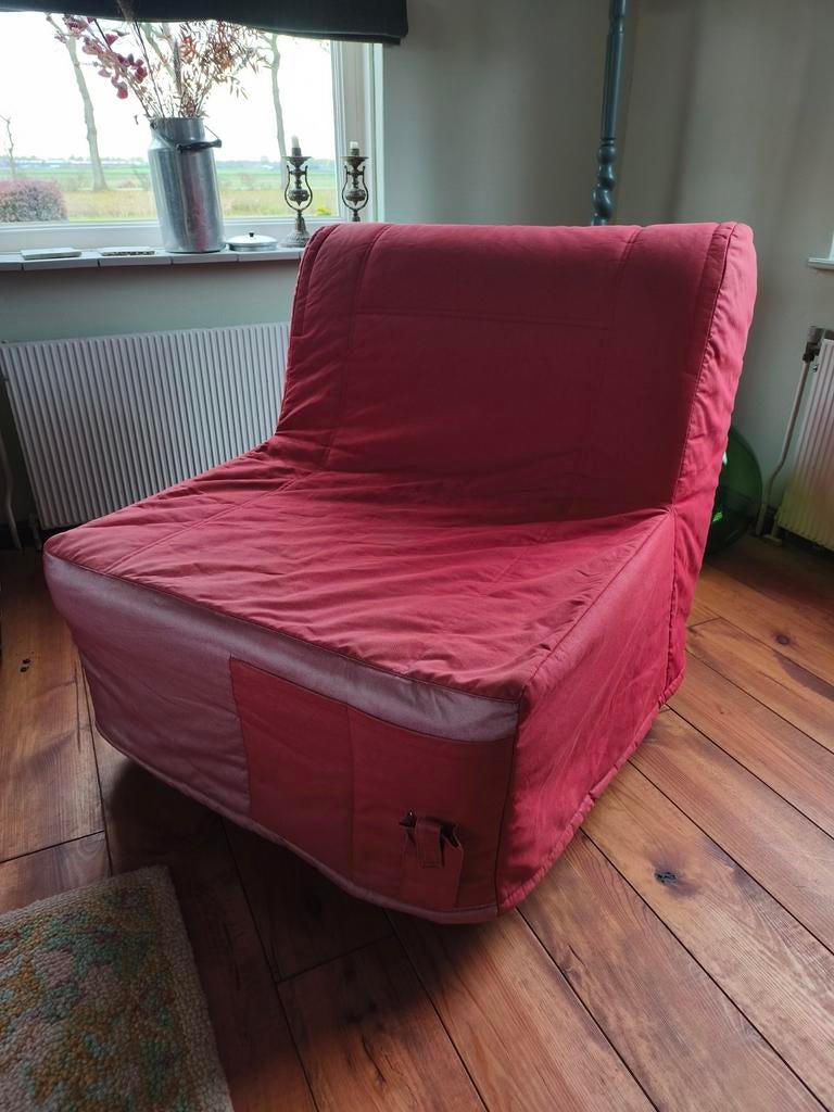 Slaapfauteuil rood Ikea LYCKSELE LÖVÅS 1 persoons, Huis en Inrichting, Ophalen, Gebruikt, 190 cm of minder, Rood