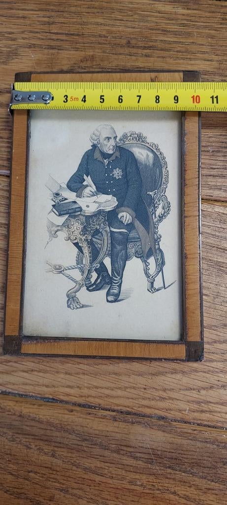 Antiek Portret Printje in Houten Lijst, Ophalen of Verzenden
