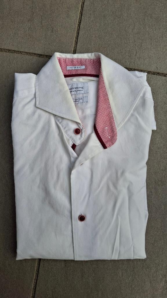 S 38 Heren blouse Thomas Maine, Halswijdte 38 (S) of kleiner, Wit, Gedragen, Thomas Maine