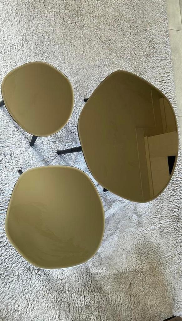 3 organische salontafels / bijzettafels Light & Living DIVO, Ophalen, 50 tot 100 cm, Rond, Zo goed als nieuw